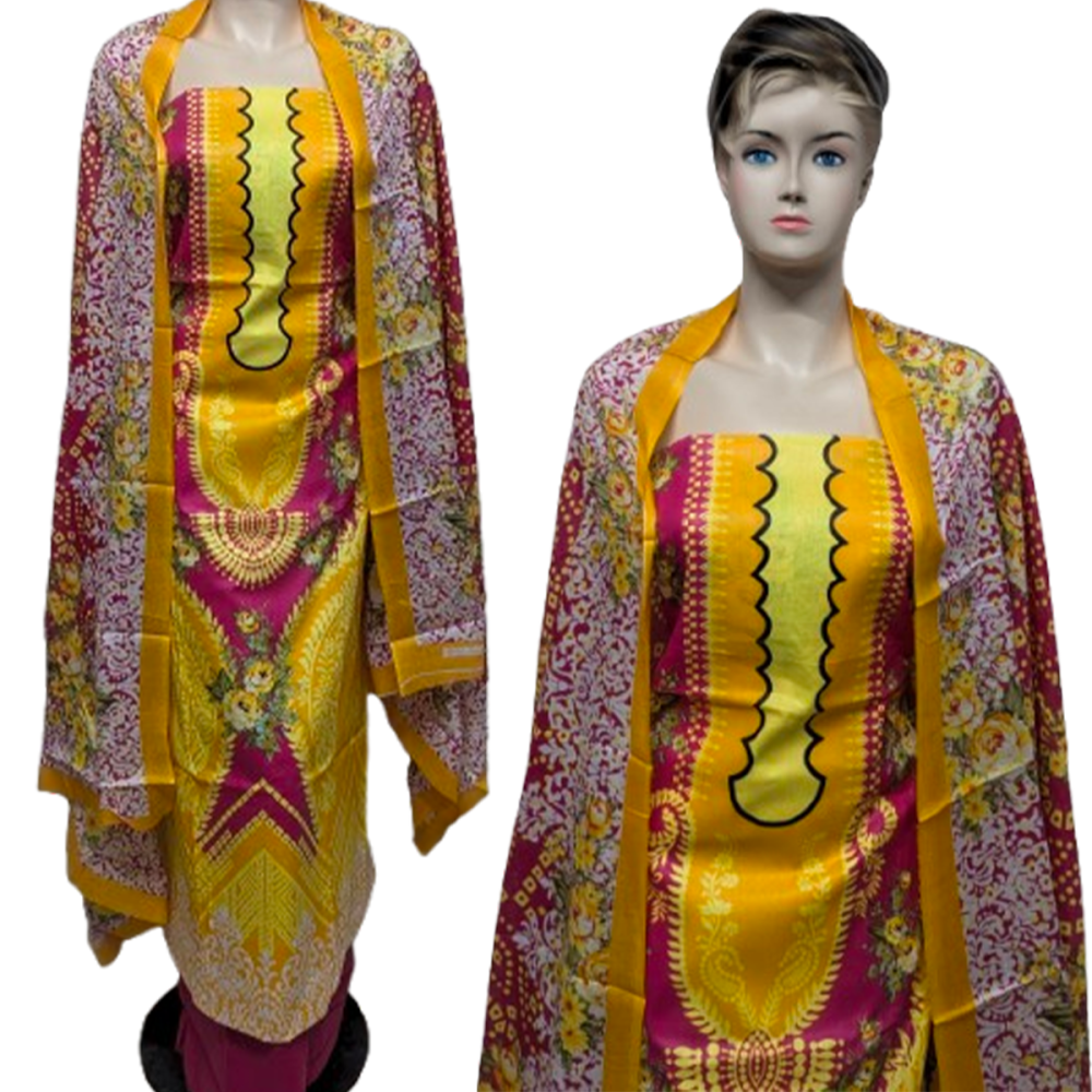 Pakiza Exclusive Kumkum Unstitched Lawn Cotton 3-Piece Collection